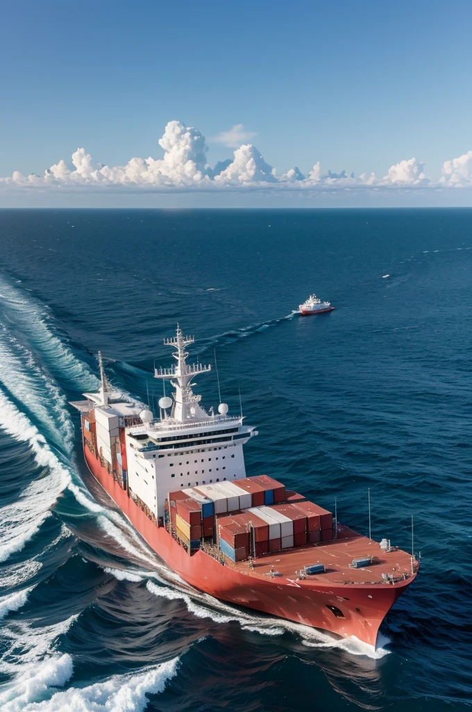 (high resolution) cargo ship sailing on the high seas with the initials ABJ