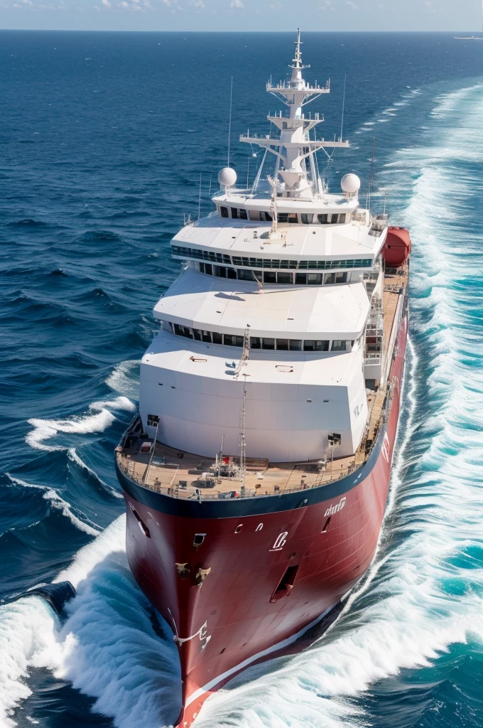 (high resolution) cargo ship sailing on the high seas with the initials ABJ