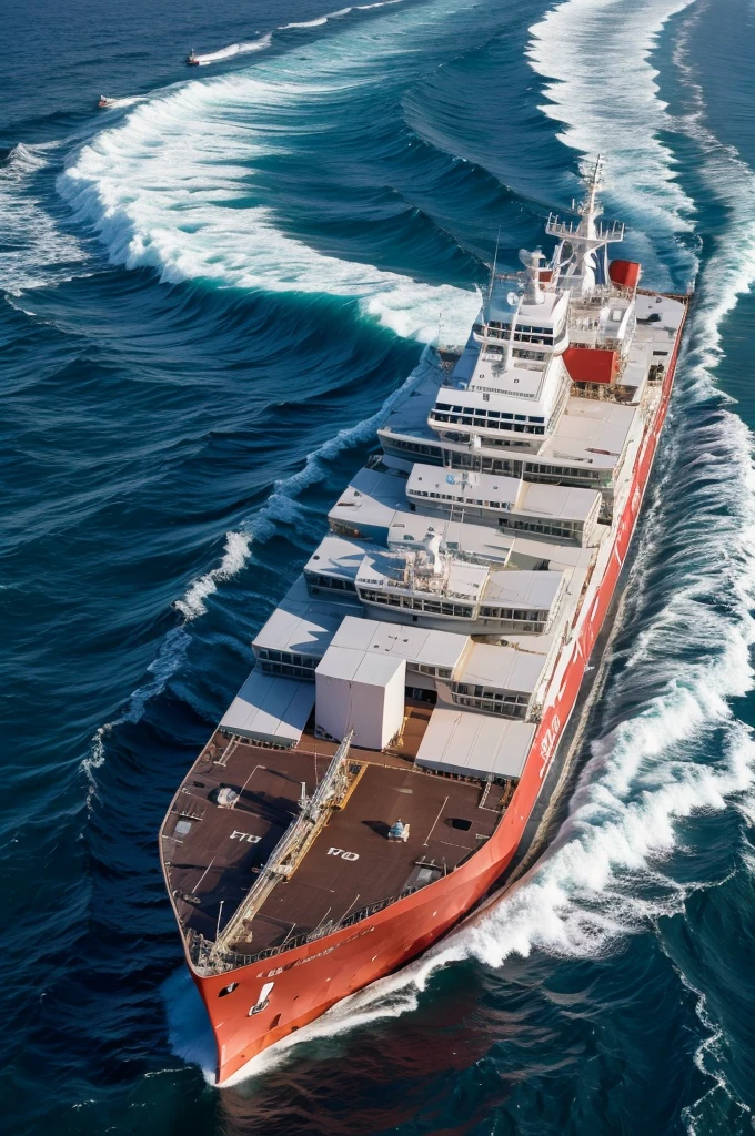 (high resolution) cargo ship sailing on the high seas with the initials ABJ