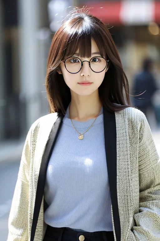 Japanese girl with elegant jacket and Glasses