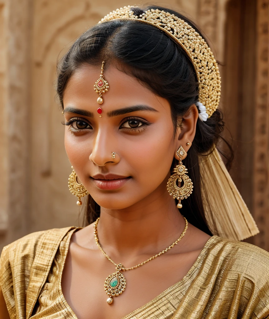 Rajasthani beautifull girl wearing earrings in nose and ears