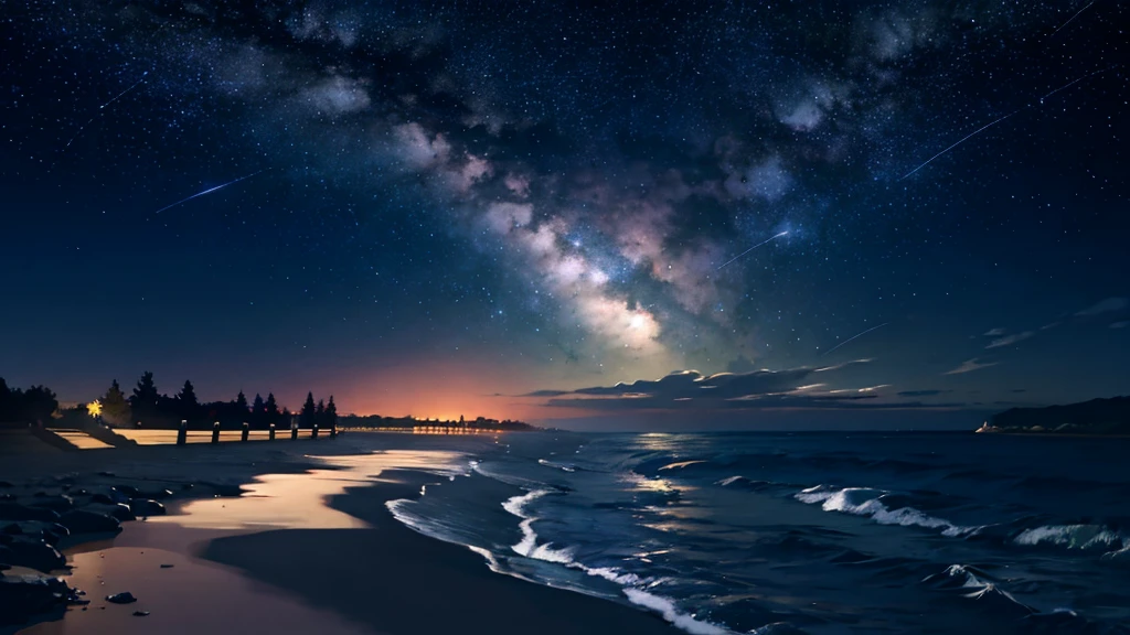 Wallpaper for the night, stars, rivers and sea