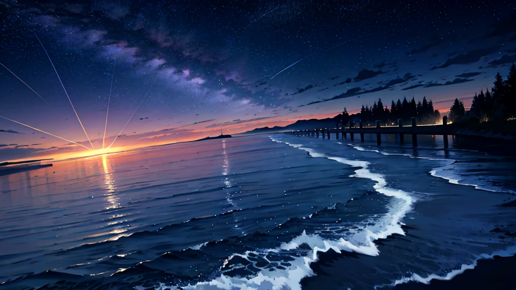 Wallpaper for the night, stars, rivers and sea
