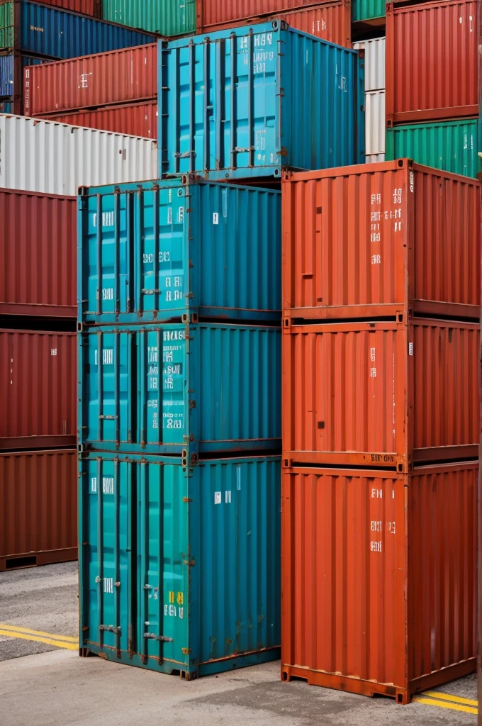 (realist) containers stacked on top of each other