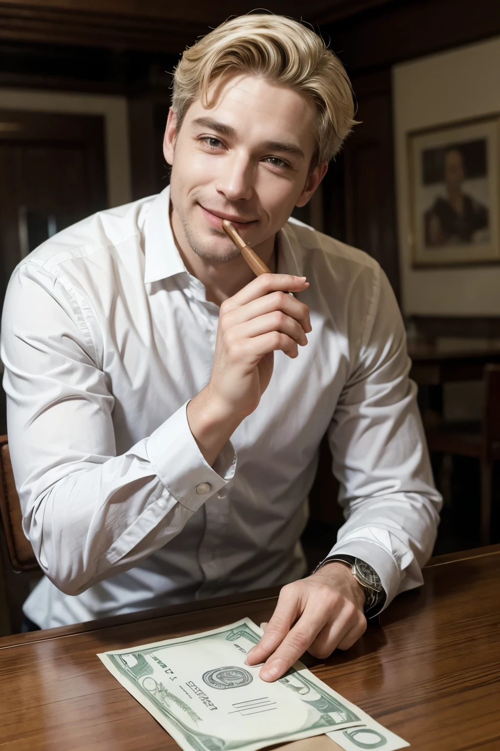 white men, Dollars, FORTUNE, tabletop, conversation, cigar, barba, ssmile, happiness
