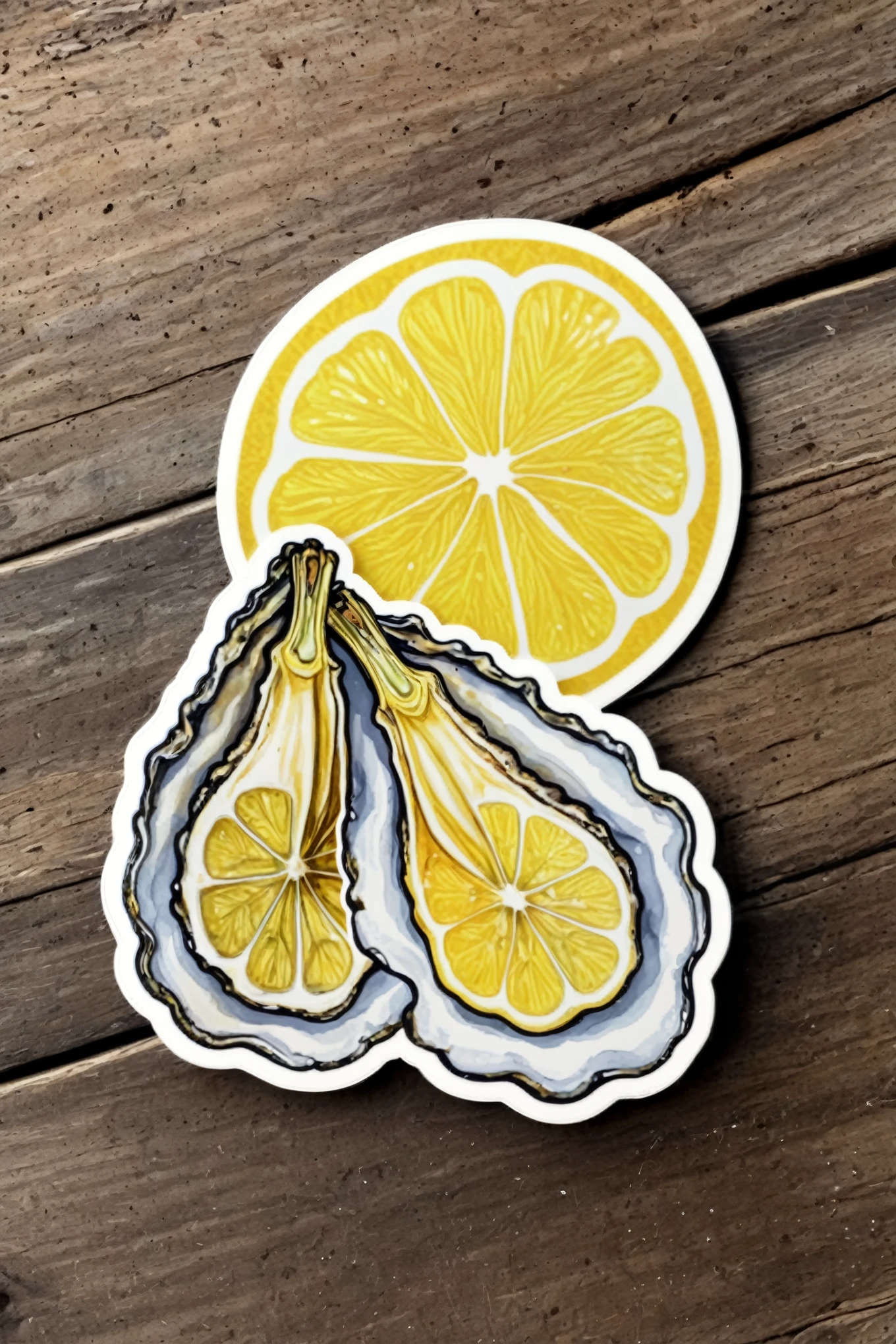 sliced lemon + oysters sticker