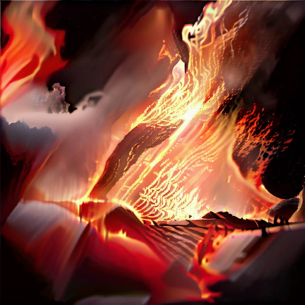 Giant Flaming skeleton ina lair of lava