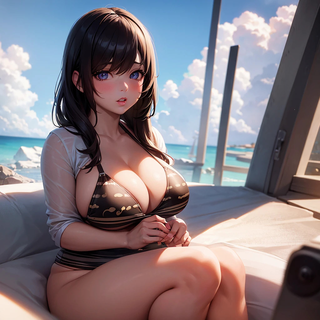 masterpiece, 1girl, anime, chubby, fat, stuffed, bikini, eating burgers, realistic, photorealistic, detailed face, detailed eyes, detailed lips, detailed skin, detailed hair, ultra-detailed, octane render, cinematic lighting, dramatic lighting, vibrant colors, warm colors