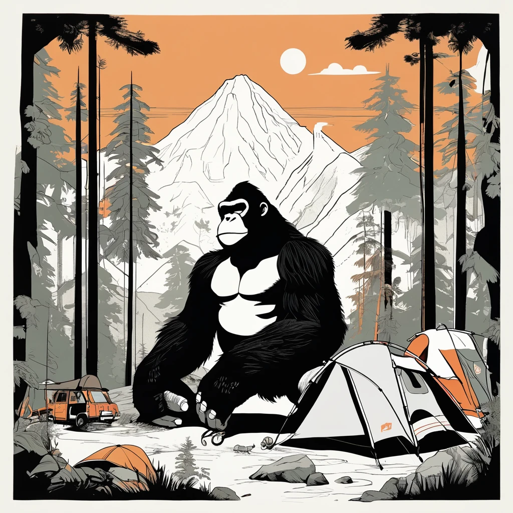 Donkey Kong , art by Sophie Roach , art by Jon Klassen , art by Michael Cho , art by Sophie Roach、sunglasses,camping,gorilla-like