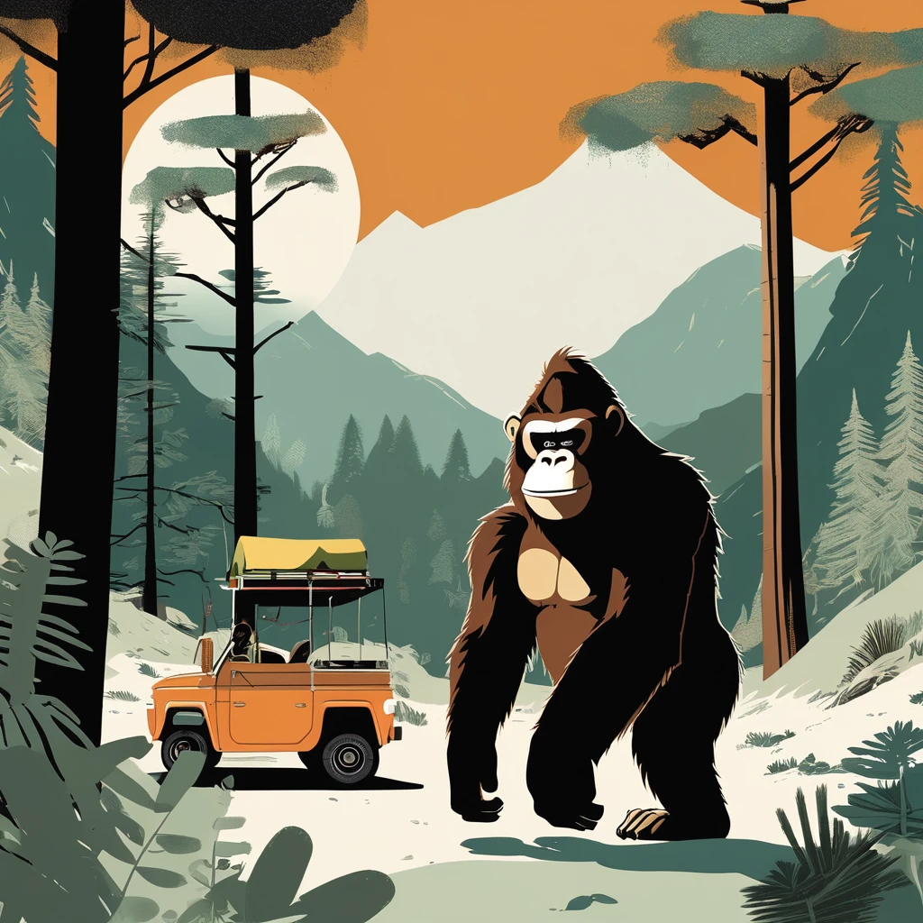 Donkey Kong , art by Sophie Roach , art by Jon Klassen , art by Michael Cho , art by Sophie Roach、sunglasses,camping,gorilla-like