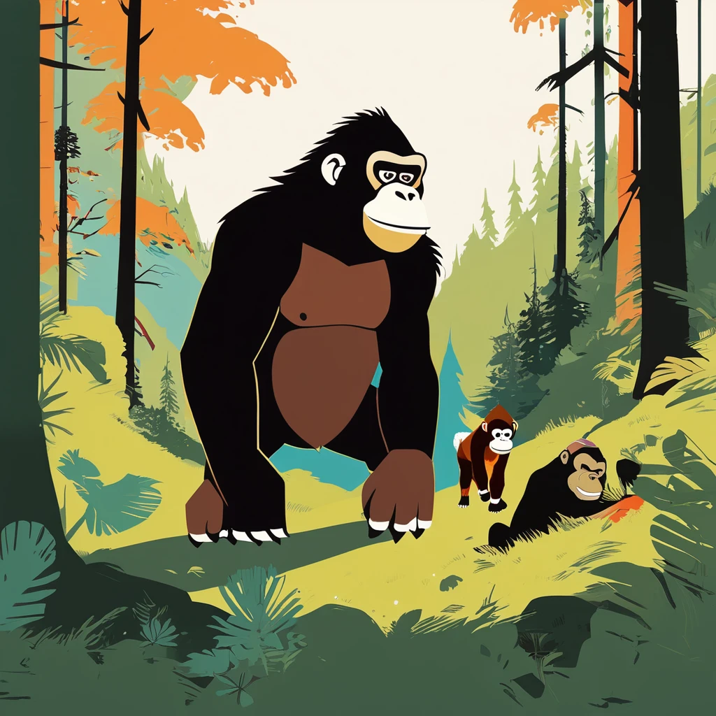 Donkey Kong , art by Sophie Roach , art by Jon Klassen , art by Michael Cho , art by Sophie Roach、sunglasses,camping,gorilla-like