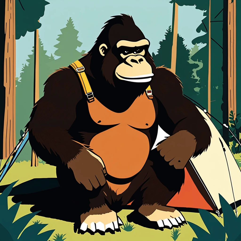 Donkey Kong , art by Sophie Roach , art by Jon Klassen , art by Michael Cho , art by Sophie Roach、sunglasses,camping,gorilla-like