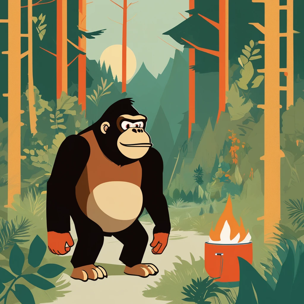 Donkey Kong , art by Sophie Roach , art by Jon Klassen , art by Michael Cho , art by Sophie Roach、sunglasses,camping,gorilla-like