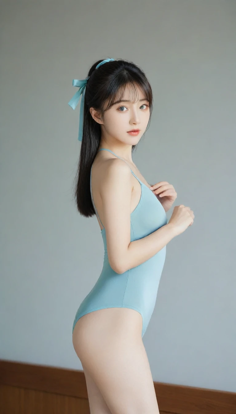 8K, Ultra-high resolution, Highest quality, masterpiece, 三分割法によるphotograph,Surreal, photograph, 1 Girl, (:1.3), pretty girl, Cute face, Beautiful eyes in every detail, 細かくdetailedに,masterpiece,One Girl:1.2, Japan Female Announcer, whole body,blank expression,Black Hair,Bob with bangs,Rhythmic Gymnastics,leotard,(High leg cut), gym,from behind,Captivating ass,Spanking,Delicate and smooth skin, Realistic Skin, Perfect and beautiful face ,完璧でCute face, Skin with attention to detail, Perfect limbs、Narrow waist、Thin legs)、Browsing Caution,Beautiful leg line beauty,Looking at the audience、beauty,Long neck、(((Ideal body type))),A cup small breasts :2,、Portraiture:2、Perfect Anatomy、鮮明なdetailed、detailed、Surreal、Light and shadow,Strong light