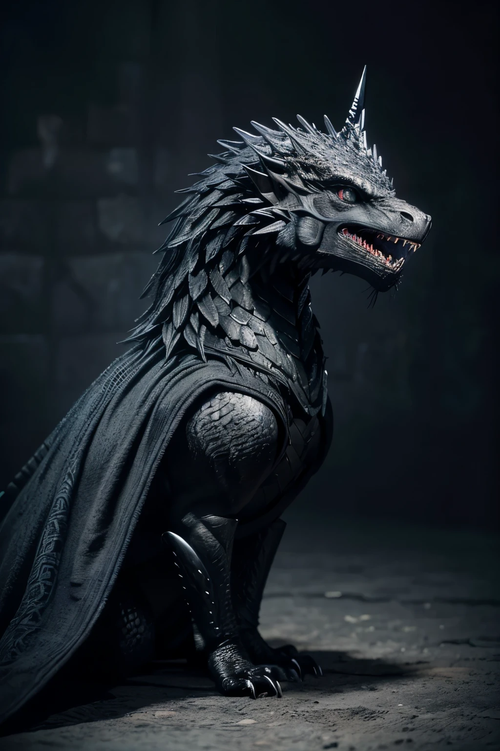 (Black dragon) (obsidian aspect) (sharp form) (animal) (medieval) ((detailed)) ((game of thrones universe 