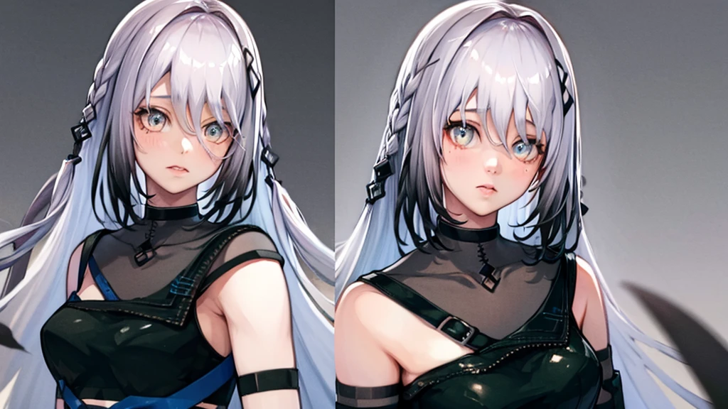 a beautiful anime girl with grey hair, erotic pose, (best quality,4k,8k,highres,masterpiece:1.2),ultra-detailed,(realistic,photorealistic,photo-realistic:1.37),1girl,detailed face,beautiful detailed eyes,beautiful detailed lips,extremely detailed eyes and face,longeyelashes,sensual,seductive,provocative,erotic,revealing clothes, dripping,detailed background,highly detailed, full body