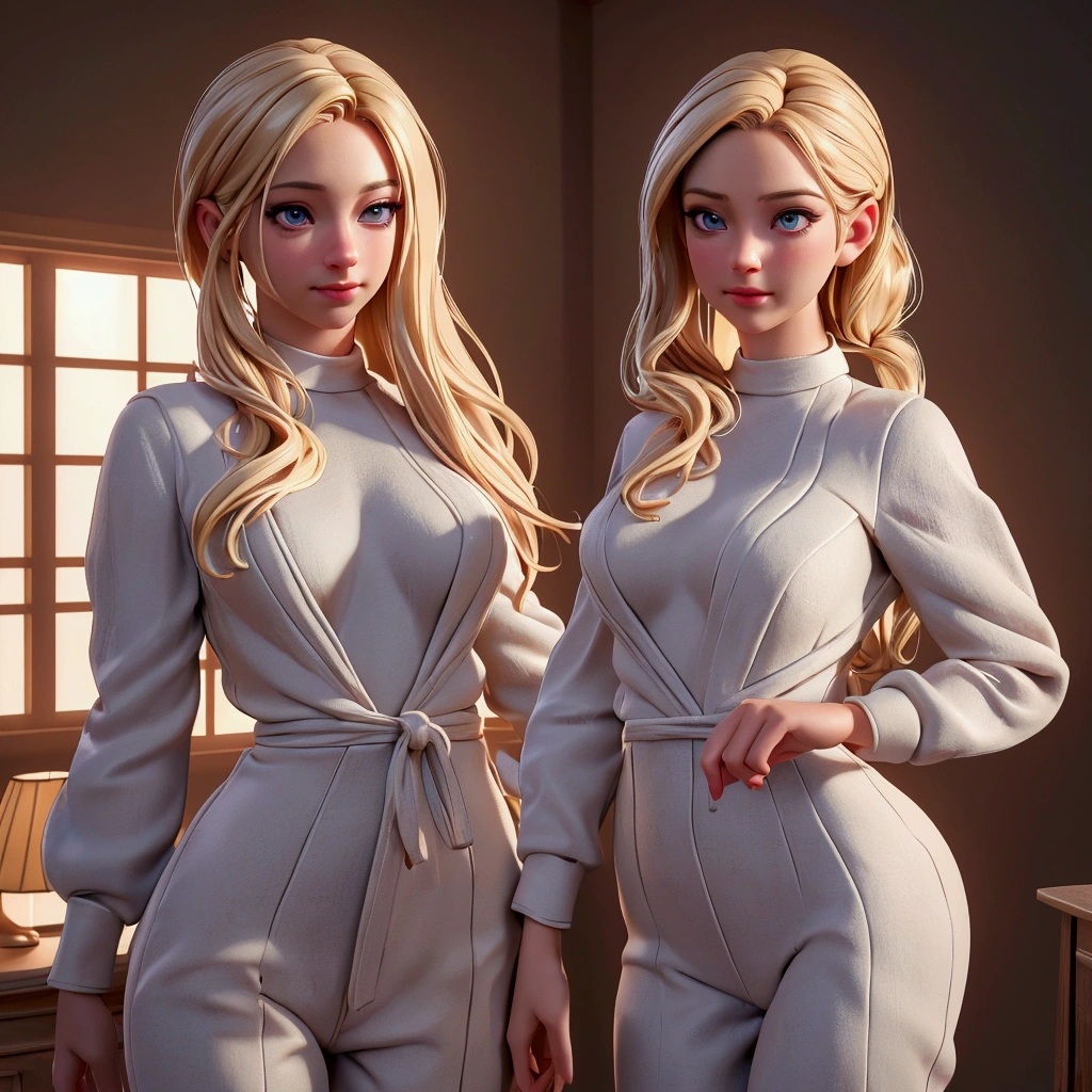 A beautiful blonde girl wearing a tight shirt, with a lovely bottom, painting the walls of a house, with her chest slightly exposed, detailed face and eyes, intricate clothing textures, photorealistic, cinematic lighting, warm color tones, vibrant colors, hyper-detailed, concept art style, masterpiece, (best quality, 4k, 8k, highres, masterpiece:1.2), ultra-detailed, (realistic, photorealistic, photo-realistic:1.37)