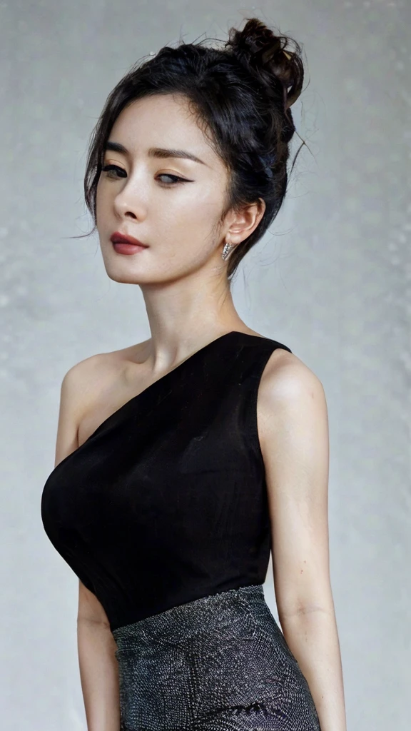 ((Masterpiece)), Hi-end quality, 8K, 16, (((highest resolution))), ((The best quality of work)), (gray ponytail:1.4) ((Sleeping backdrop:1.4)) (remote image), ((Whole body image:1.4)), ((big breasts)), (((Huge breasts 1.4))), (นมbeautiful nature), (Realistic breasts), (((Wear sexy clothes:1.4))), (((focus image, Aperture))), ((perfect light and shadow)), ((professional)), detailsอย่างบ้าคลั่ง, complicated, exciting, Standing full body, beautiful standing posture, elegant, Has a solemn appearance, taciturn, ((Looking Ahead:1.3)), beautiful, Exotic, reveal, charming, charming, voluptuous, passion, feel the passion, enthusiastic, big breasts, Very realistic, มีdetailsมาก, (สาวที่charmingที่มีปัญหา), show a seductive facial expression, (big breasts, very beautiful, (beautiful nature), (sharpness:1.3)(details:1.3) (remote imageทั้งหมด:1.4)