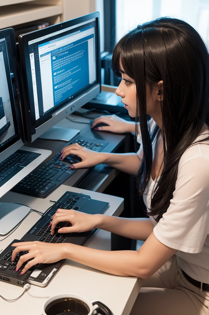 woman working on computer