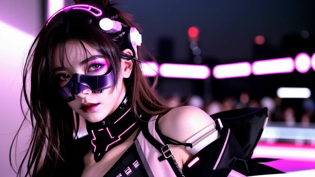 フェイスペイントをしたサイボーグのBeauty, whole body, cyber punk, Fashion Model, Beauty, Francis Bacon&#39;s painting style