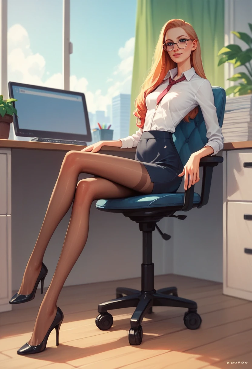 Skinny Skinny Goddess. anorexia. Thin very very thin legs, unrealistically long legs in tights with heels. sits in the office. Highest quality