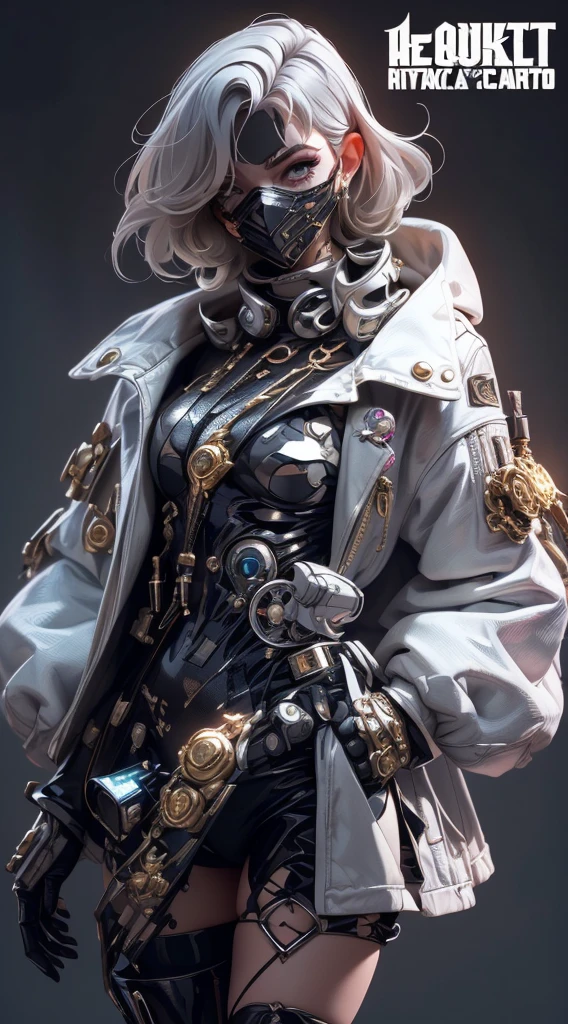 ( High quality , Ultra-detail, carefully with your hand )tarot card, chiaroscuro technique on sensual illustration of an queen of sword, a age fashion model wearing an exo-skeleton mask, vibrant colors, futuristic cyberpunk style, intricate details, cinematic lighting, dramatic pose, an elegant complex bio mechanical onyx and gold, intricate details, official art, unity 8k wallpaper, ultra detailed, beautiful and aesthetic, (in a room with black walls illuminated by violet neon lights :1.1)
