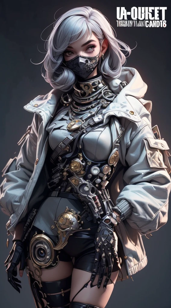( High quality , Ultra-detail, carefully with your hand )tarot card, chiaroscuro technique on sensual illustration of an queen of sword, a teenage fashion model wearing an exo-skeleton mask, vibrant colors, futuristic cyberpunk style, intricate details, cinematic lighting, dramatic pose, an elegant complex bio mechanical onyx and gold, intricate details, official art, unity 8k wallpaper, ultra detailed, beautiful and aesthetic, (in a room with black walls illuminated by violet neon lights :1.1)
