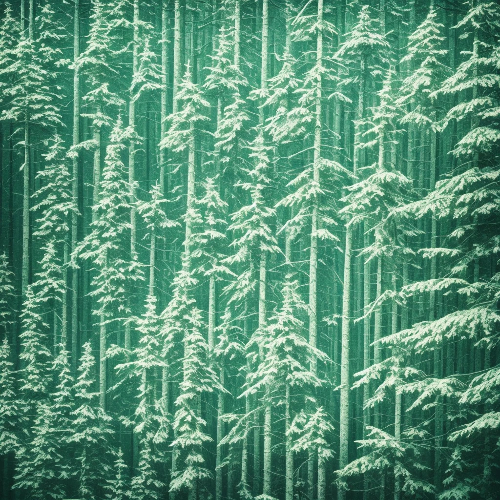A simple digital pincel writing art of a small snowy forest