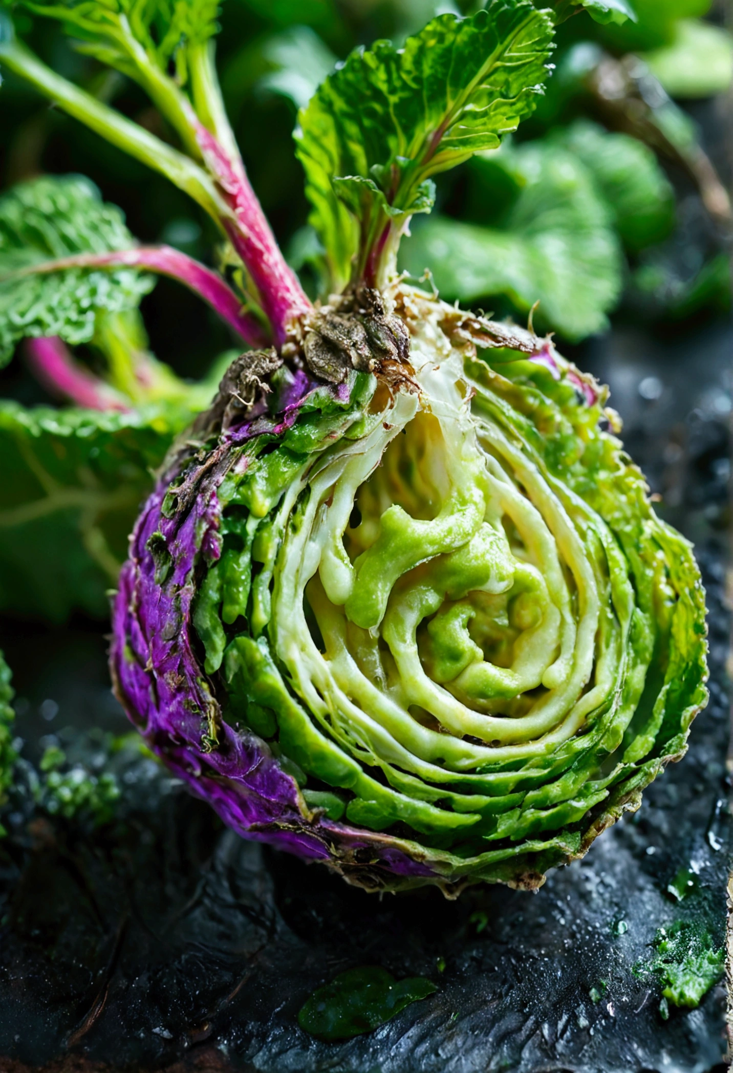 a close-up detailed realistic image of a fresh wasabi root, vibrant green color, detailed textures, natural lighting, highly detailed, 8k, photorealistic, masterpiece, sharp focus, studio lighting, professional photography, natural lighting, detailed root structure, organic textures, verdant green hues, clean background, natural environment
