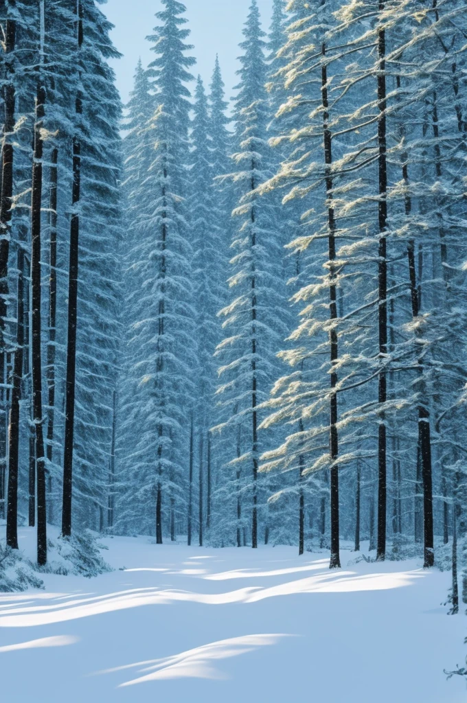 A simple digital pincel art of a snowy forest