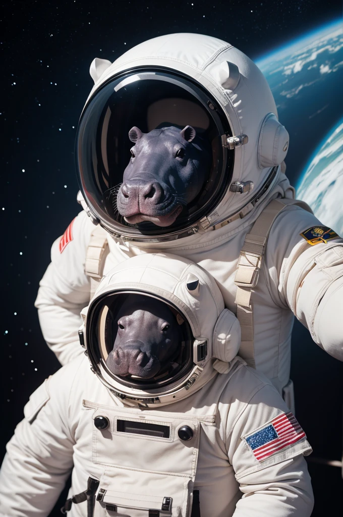 Hippo in astronaut outfit