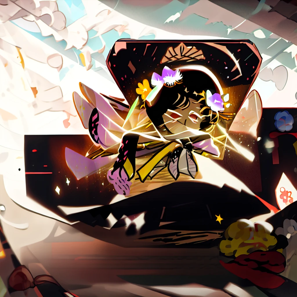 1girl, chibi,  battle pose, ningguangdef lisadef,  lisarnd, bloom, ray tracing