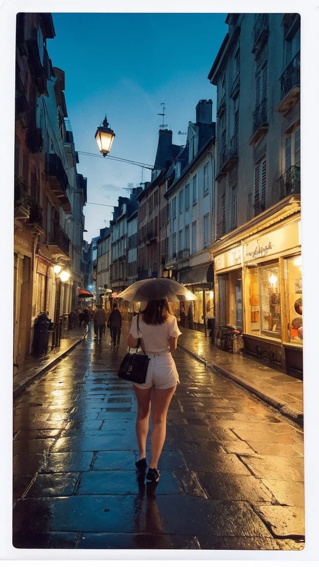 1fille,seulement,cheveux longs,peau rugueuse,(regarder le spectateur:1.2),cheveux humide,micro_shorts,sombre,polaroïd,(profondeur_de_Champ:1.5),jours de pluie,en plein air,rue,cheveux entre les yeux,éclairage maussade,effet Tyndall,éclairage cinématographique,nuit,lampadaire,reflet,lumière disponible,lumière de jante,néons lumineux, visage ,latine _style,