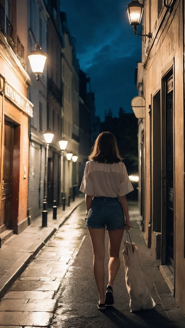 1fille,seulement,cheveux longs,peau rugueuse,(regarder le spectateur:1.2),cheveux humide,micro_shorts,sombre,polaroïd,(profondeur_de_Champ:1.5),jours de pluie,en plein air,rue,cheveux entre les yeux,éclairage maussade,effet Tyndall,éclairage cinématographique,nuit,lampadaire,reflet,lumière disponible,lumière de jante,néons lumineux, visage ,latine _style,