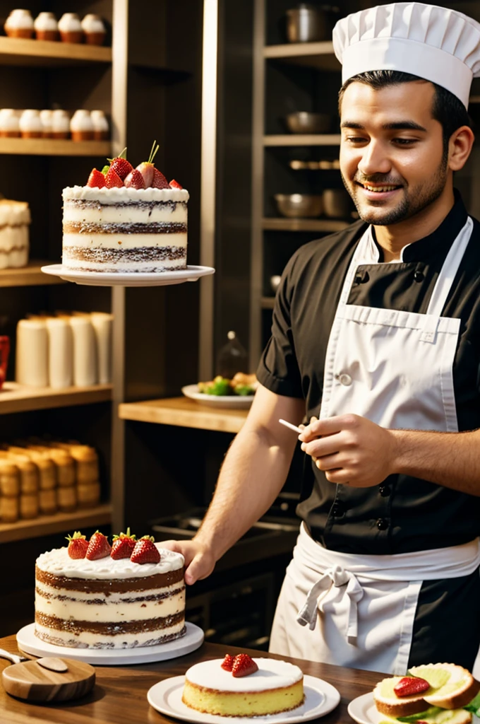 Animated chef with a cake
