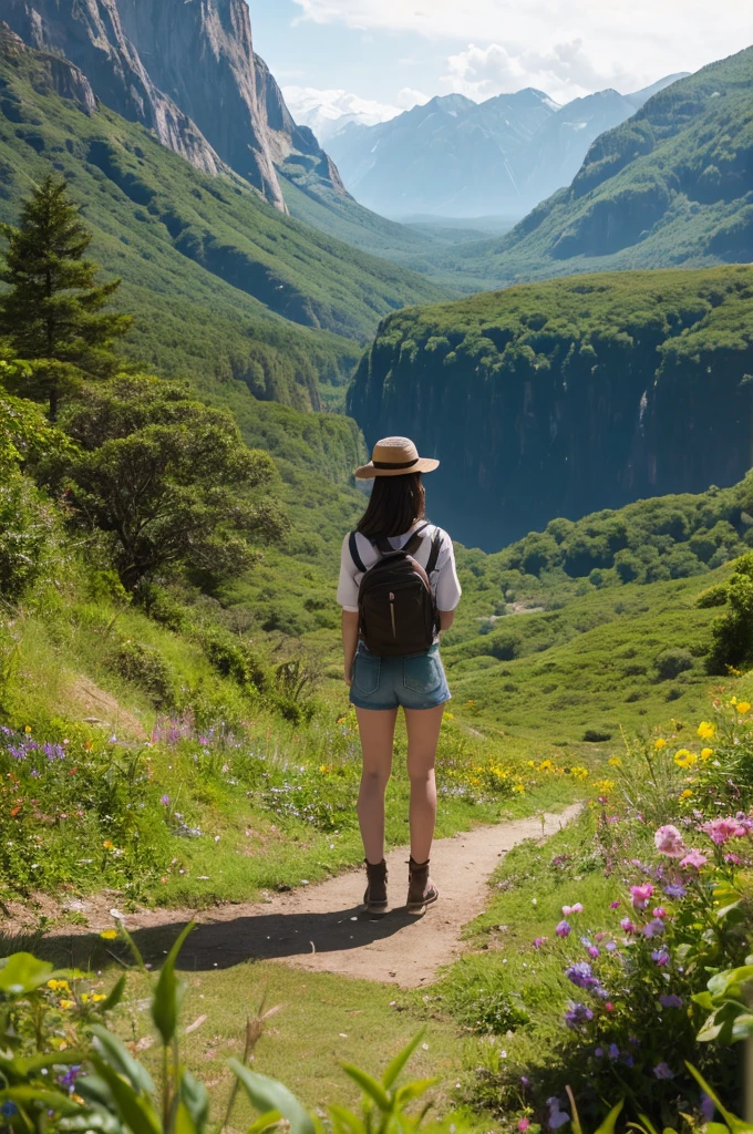 A girl standing in a fantastic natural setting
