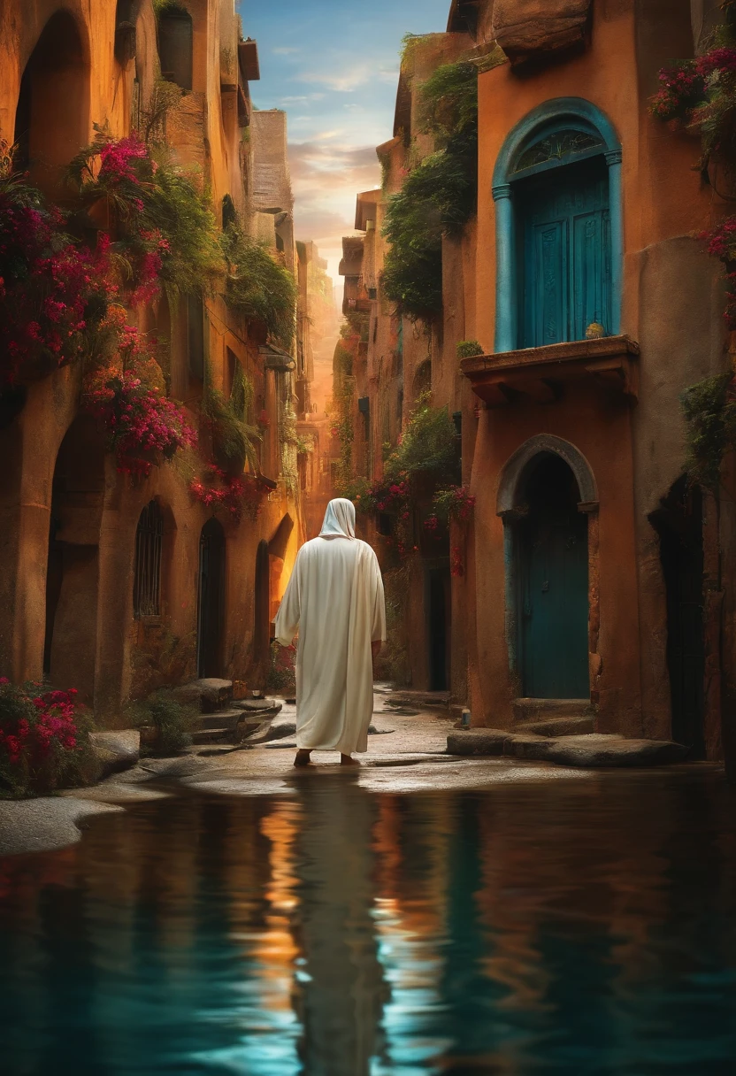 Jesus Walking in a Floating City 