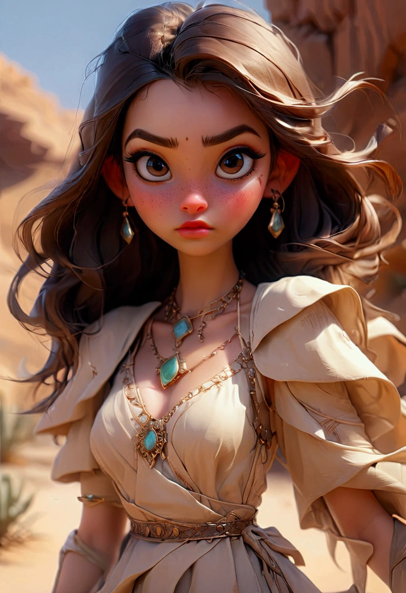 1girl, Desert Princess, A beautiful desert princess, detailed face, long eyelashes, full lips, flowing dress, intricate jewelry, desert landscape, dramatic lighting, epic fantasy, cinematic, highly detailed, 8K, masterpiece, best quality, very aesthetic, absurdres