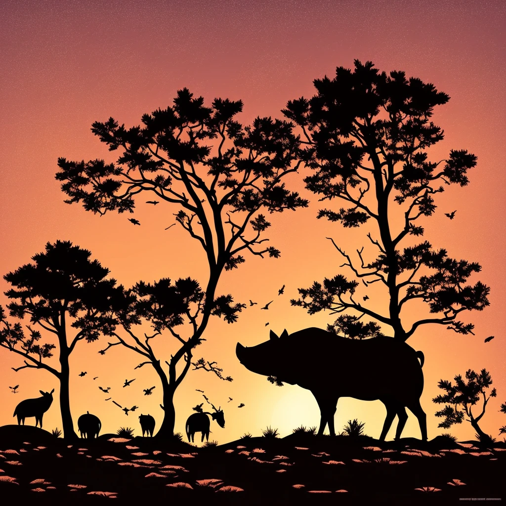 pig Landscape silhouette