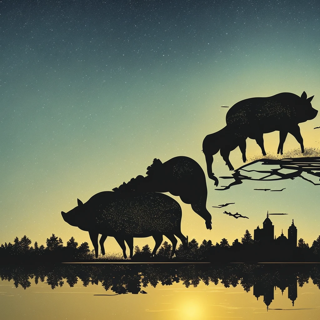 pig Landscape silhouette