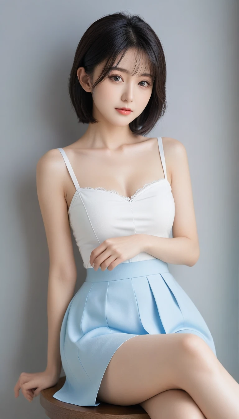 8K, Ultra-high resolution, Highest quality, masterpiece, 三分割法によるphotograph,Surreal, photograph, 1 Girl, (:1.3), pretty girl, Cute face, Beautiful eyes in every detail, 細かくdetailedに,masterpiece,One Girl:1.2, Japan Female Announcer, whole body,blush,closed eyes,shy,Black Hair,Bob with bangs,ballet,Spanking,Captivating ass,Delicate and smooth skin, Realistic Skin, Perfect and beautiful face ,完璧でCute face, Skin with attention to detail, Perfect limbs、Narrow waist、Thin legs)、Browsing Caution,Beautiful leg line beauty,Looking at the audience、beauty,Long neck、(((Ideal body type))),A cup small breasts :2,、Portraiture:2、Perfect Anatomy、鮮明なdetailed、detailed、Surreal、Light and shadow,Strong light