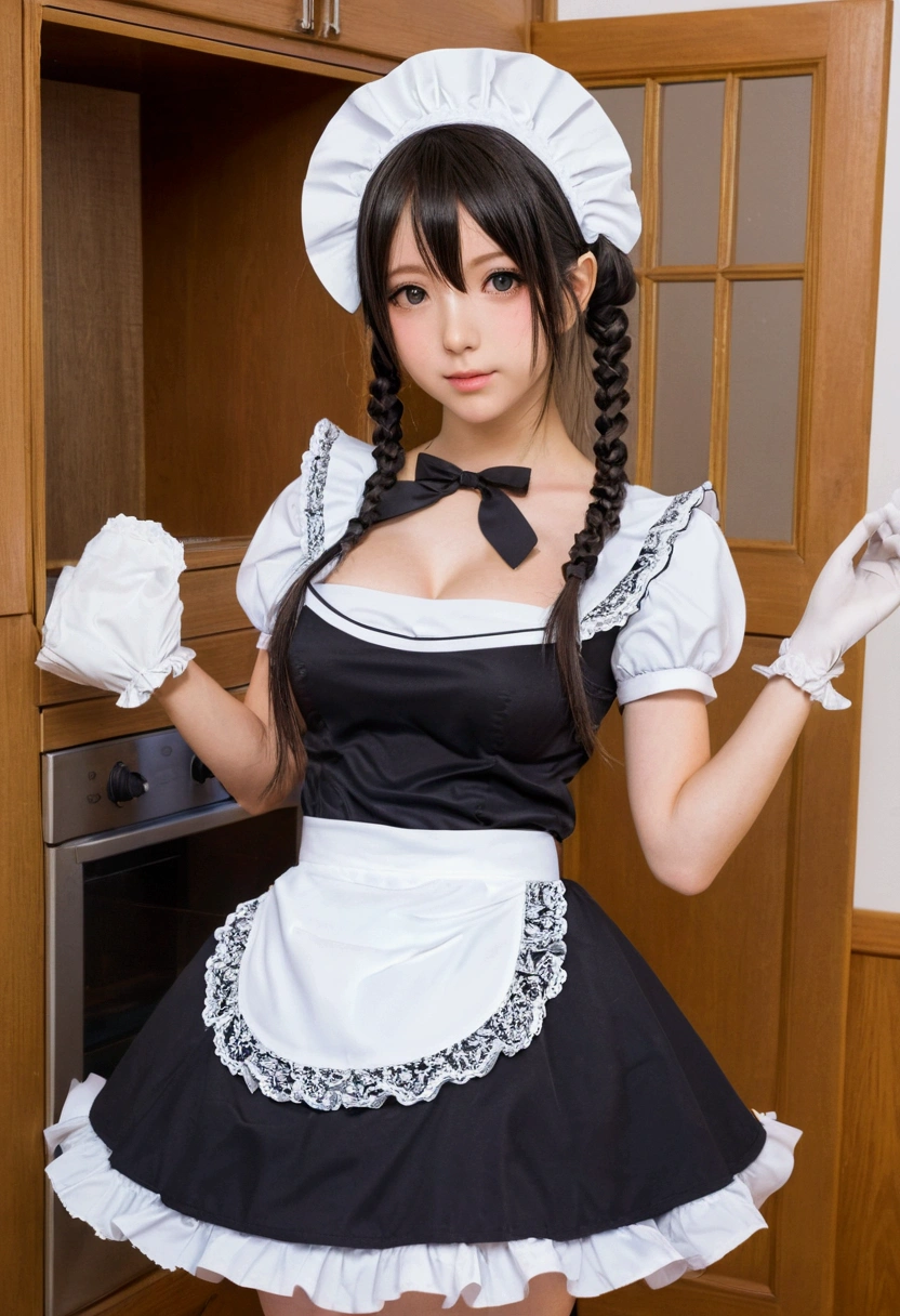 Anime girl dresses as a maid but maid's outfit is a bikini