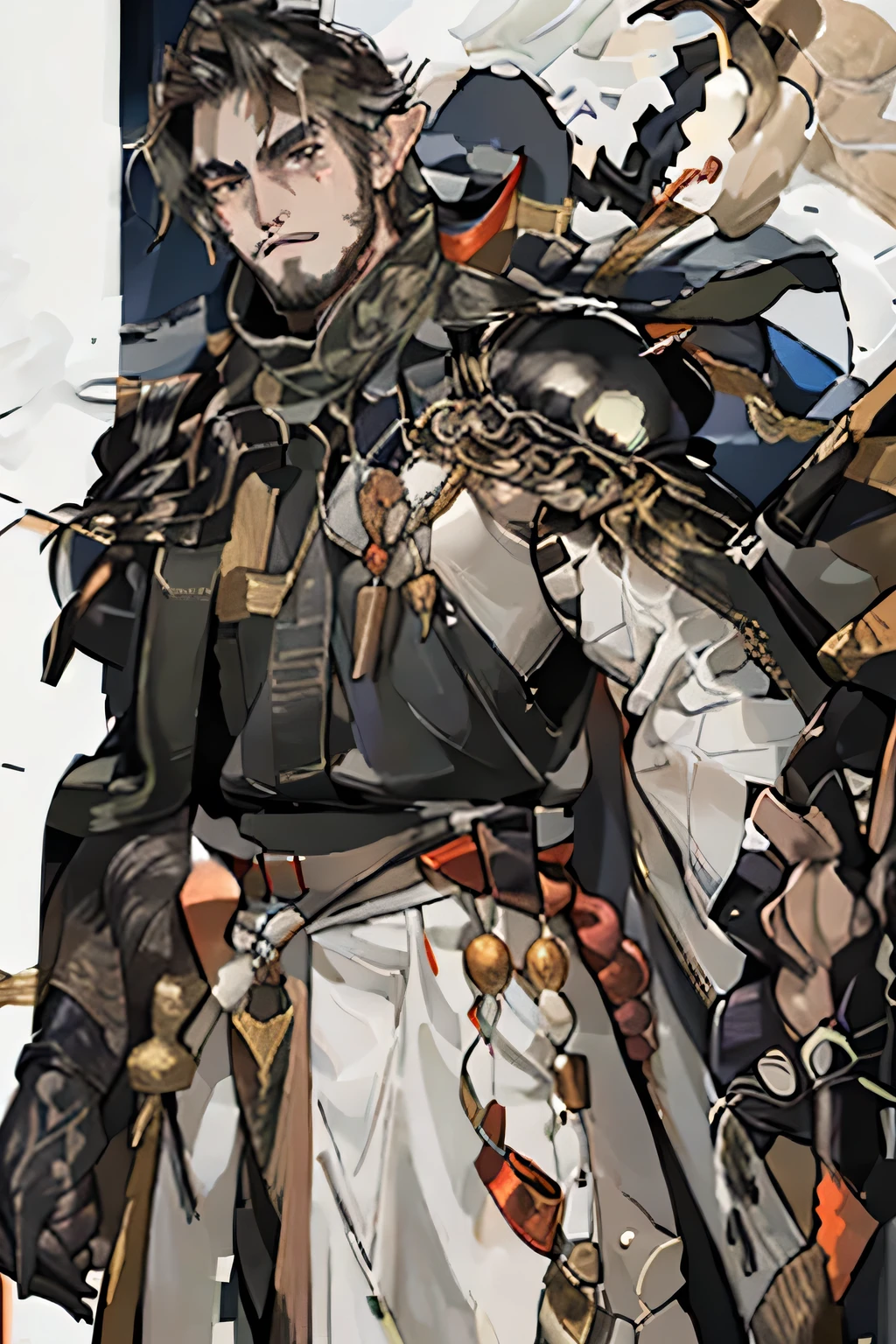((Highest quality)), ((masterpiece)), (detailed), Dwarf,Leather Armor、Macho、arms、Cool、cool、whole body、beard　Close-up of a cartoon character holding a big axe, Dwarf, dnd Dwarf, RPG Characters art, Barbarian Class, Dwarf cleric, RPG Characters concept art, fantasy d&D text, Dwarf, RPG Characters, RPG concept art character, d & d fantasy character, fierce bearded Dwarf, “dnd Dwarf, dnd fantasy character, fantasy beardless Dwarf cleric