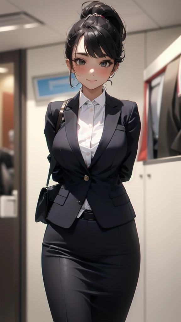 1 girl, looking directly at viewer, , business attire, highly detailed , tan skin