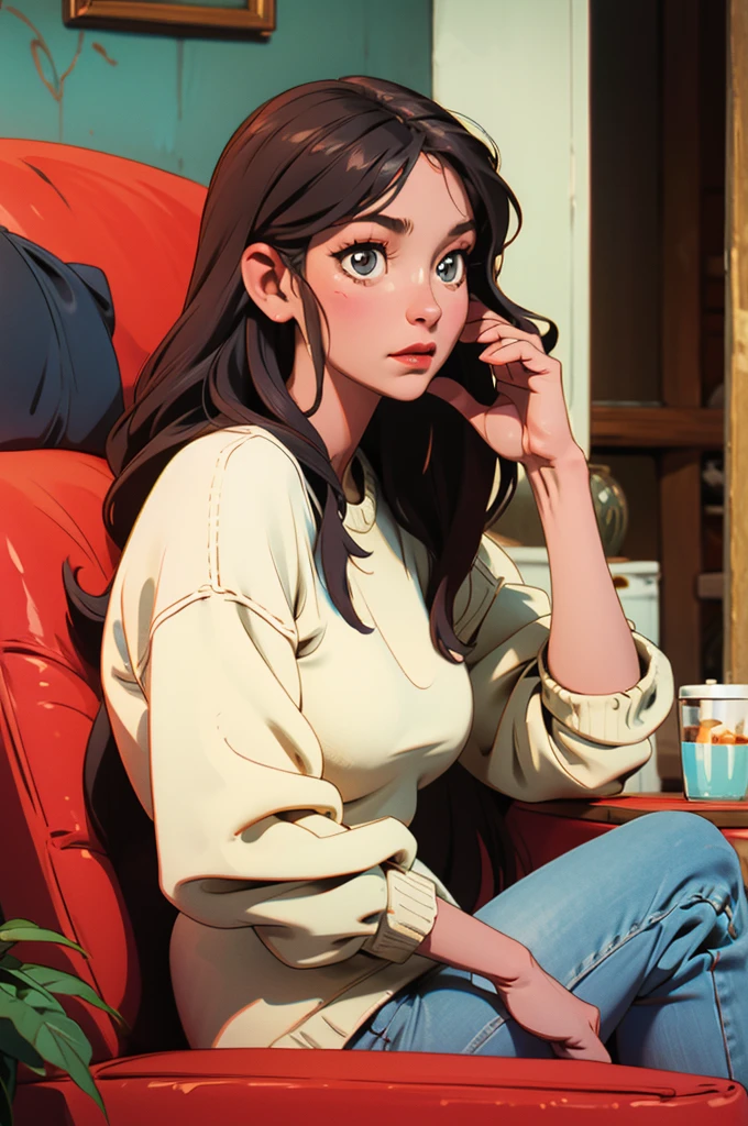 40 year old mom sitting in her livingroom
