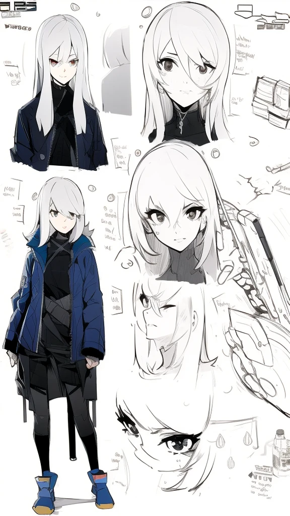 a beautiful anime girl with grey hair (best quality,4k,8k,highres,masterpiece:1.2),ultra-detailed,(realistic,photorealistic,photo-realistic:1.37),1girl,detailed face,beautiful detailed eyes,beautiful detailed lips,extremely detailed eyes and face,longeyelashes,sensual,detailed background,highly detailed, full body, cute, standing, casual clothes, cool jacket, whale reference cloth,straight hair