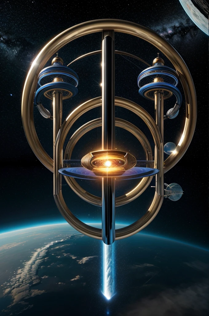 Past, present and future three rings of each rotating parallel. In the space sci-fi, hyper realistic, fantasy. 