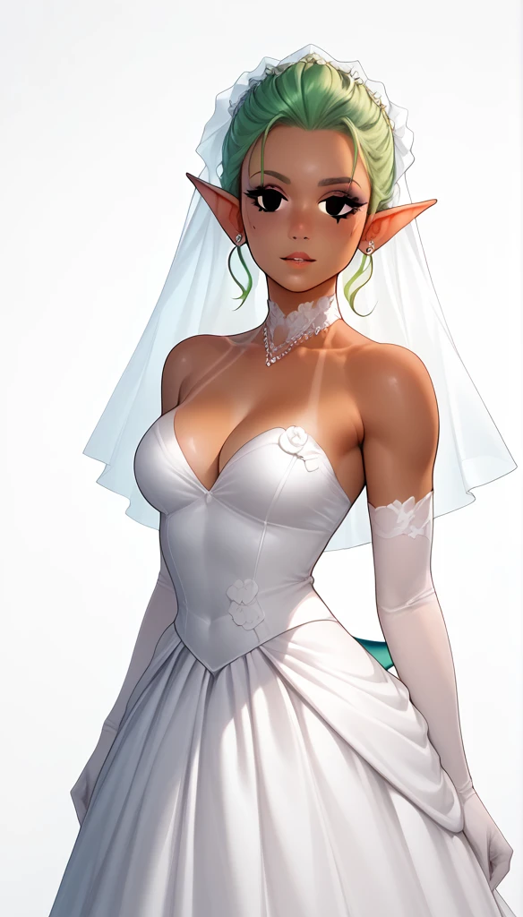 score_9, score_8_up, score_7_up, 1girl, solo,
flowing green hair, no pupils black eyes, fish fin, ears, tail, tanned skin, (sharkgirl:1.2),
monochromatic, eerie atmosphere,
(wedding dress), seductive, stark white background