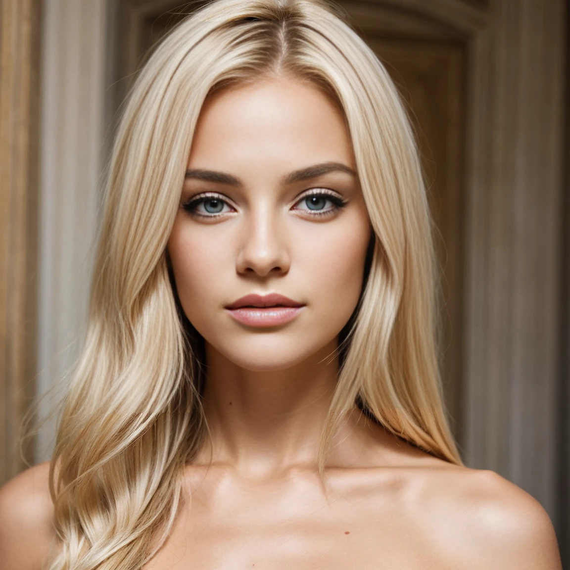 Femme blonde avec le visage dégagé