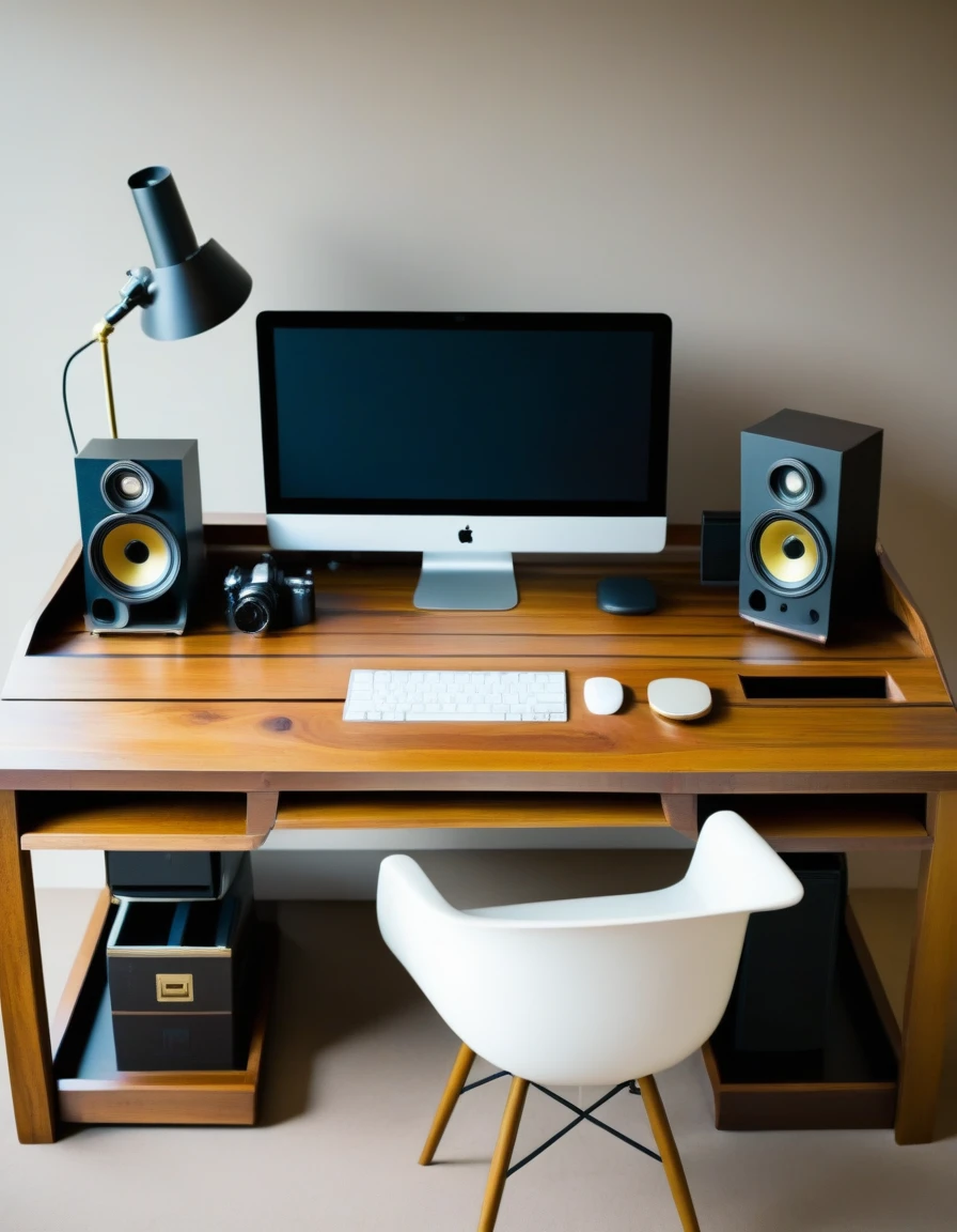 desk top cinematic wooden desk